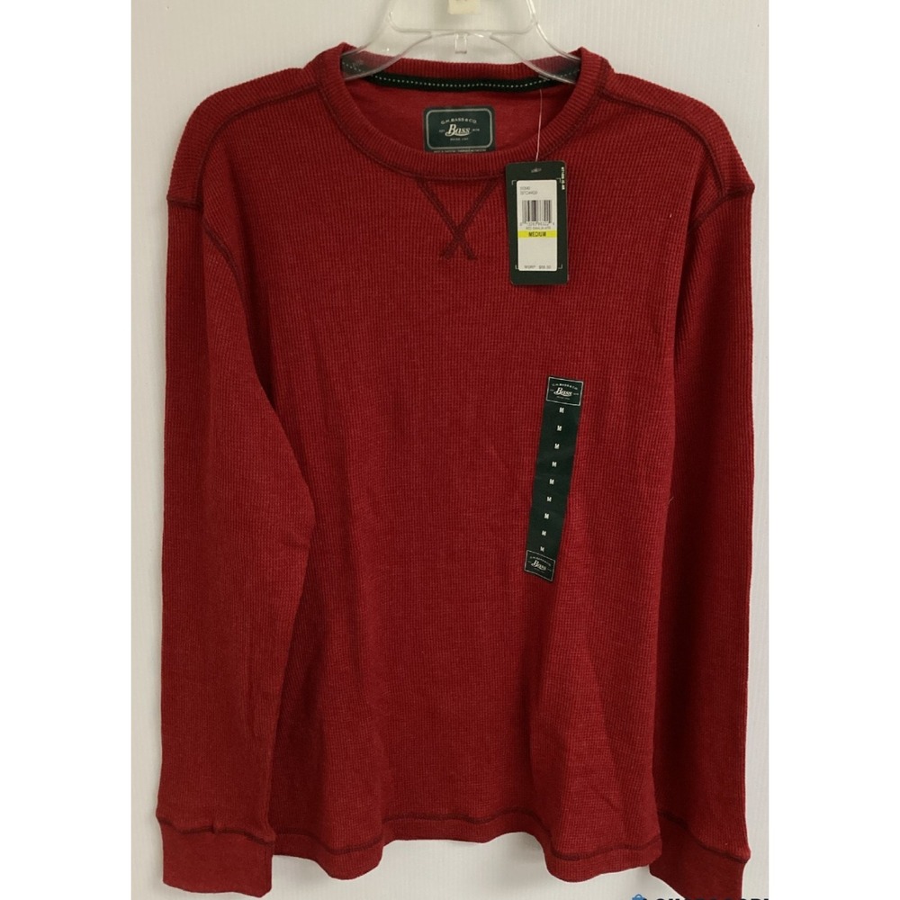 G.H. Bass & Co. Men's Long Sleeve Thermal Shirt Red Dahlia Heather SZ M